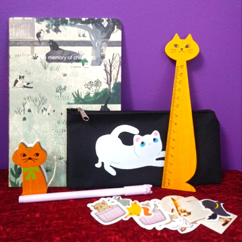 Cat Themed Stationery Set - Back to School